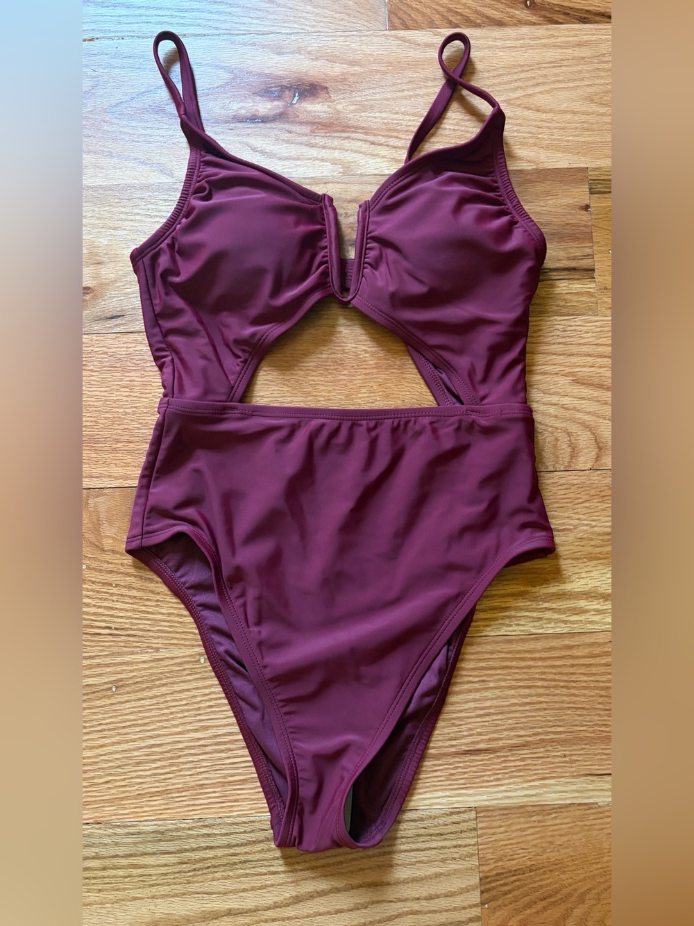 Burgundy Cutout One-Piece Swimsuit